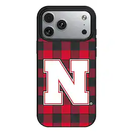 Keyscaper - NCAA - Nebraska Huskers Plaid Magnetic Bump iPhone Case - 15 - Black