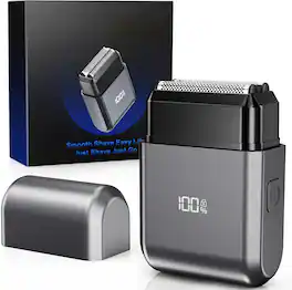 Sweet - Electric Foil Shavers for Men: Mini Electric Razor for Face - IPX7 Waterproof Razor with LED Display & Fast Charge - Gray