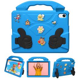 Dteck - Kids Case for 11" iPad A18 12th Gen 2026/iPad A16 11th Gen 2025/iPad 10, Shockproof Silicone Stand Cover with Fun Charms - Blue