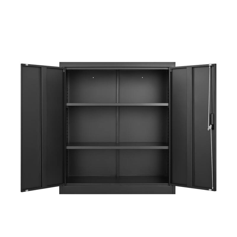 Angle. ALEXOUN - Storage Cabinet with Door Locks, 2 Adjustable Shelves, Simple & Easy to Use, Suitable for Home, Office, Garage - Black.