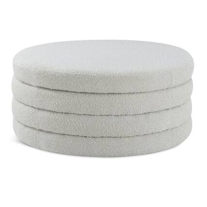 Front. Meridian Furniture - Aphia Cream Boucle Fabric Ottoman/Coffee Table - Beige.