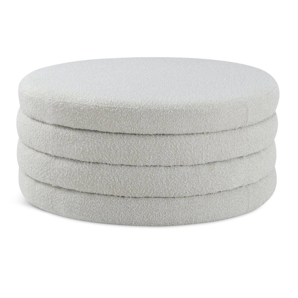 Front. Meridian Furniture - Aphia Cream Boucle Fabric Ottoman/Coffee Table - Beige.