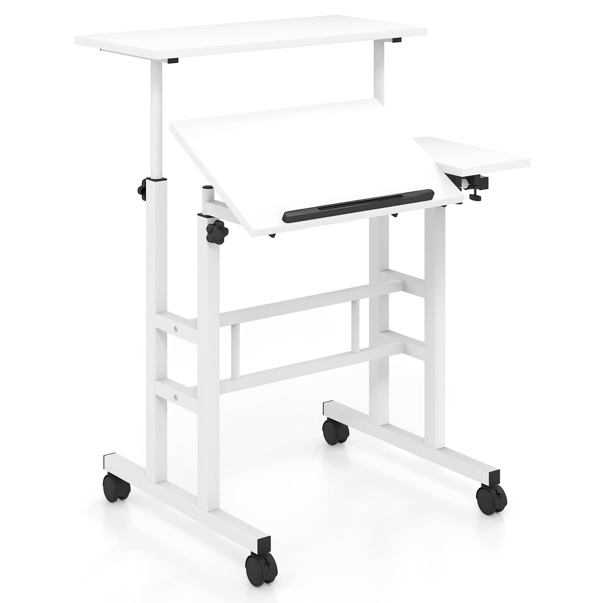 Alt View 9. Gymax - Gymax Adjustable Computer Desk Mobile Stand up Desk Tilting Workstation - White.