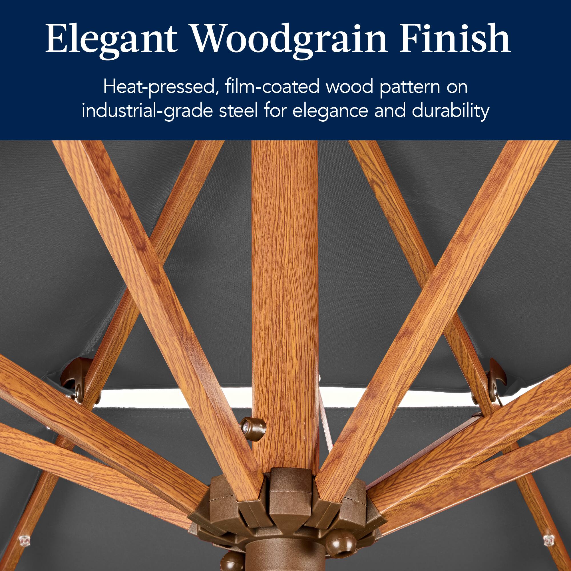Elegant Woodgrain Finish

Heat-pressed, film-coated wood pattern on industrial-grade steel for elegance and durability.