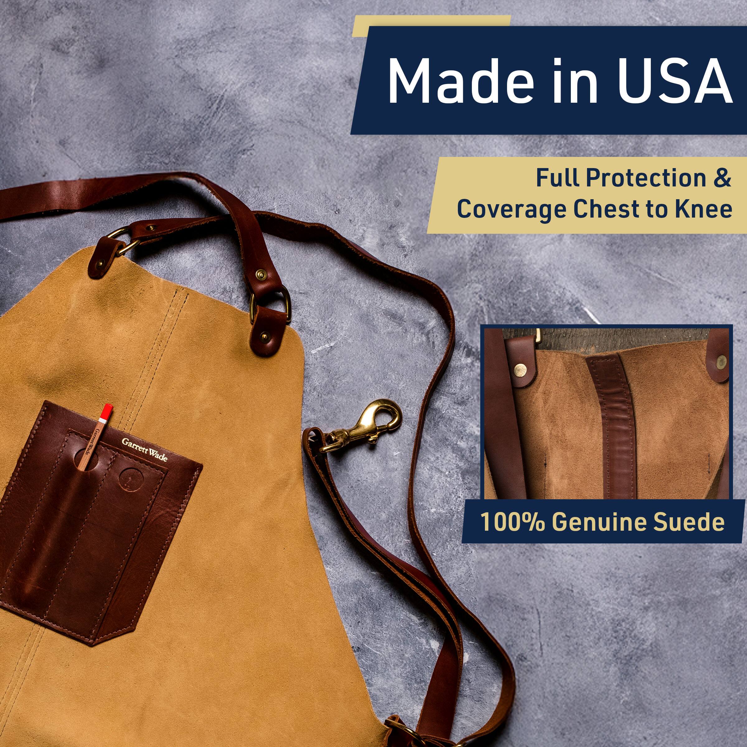 Made in USA, Full Protection & Coverage Chest to Knee, 100% Genuine Suede.