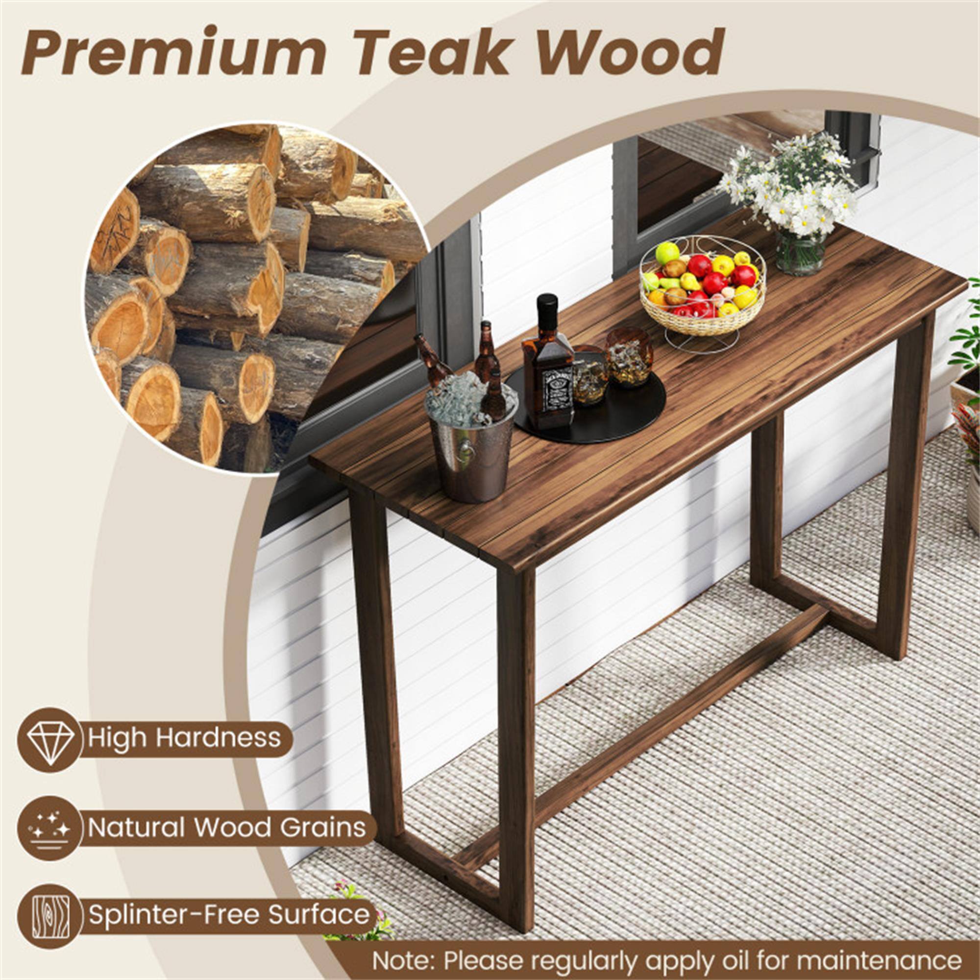 Premium Teak Wood

- High Hardness
- Natural Wood Grains
- Splinter-Free Surface

Note: Please regularly apply oil for maintenance