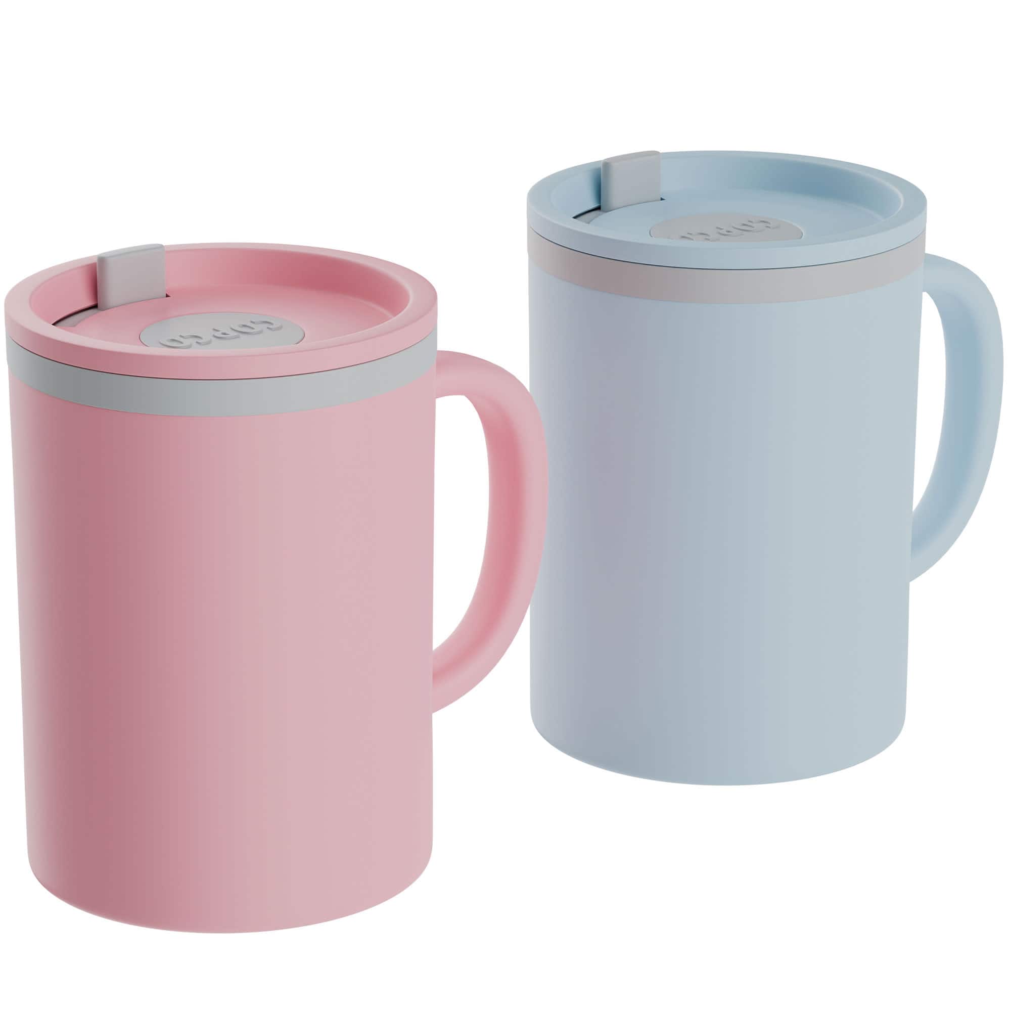 Copco - Iconic Double Wall Insulated Desk Mug with Lid & Handle, 16 oz, Set of 2 - Light Blue/Pink price history on PriceWatchPro