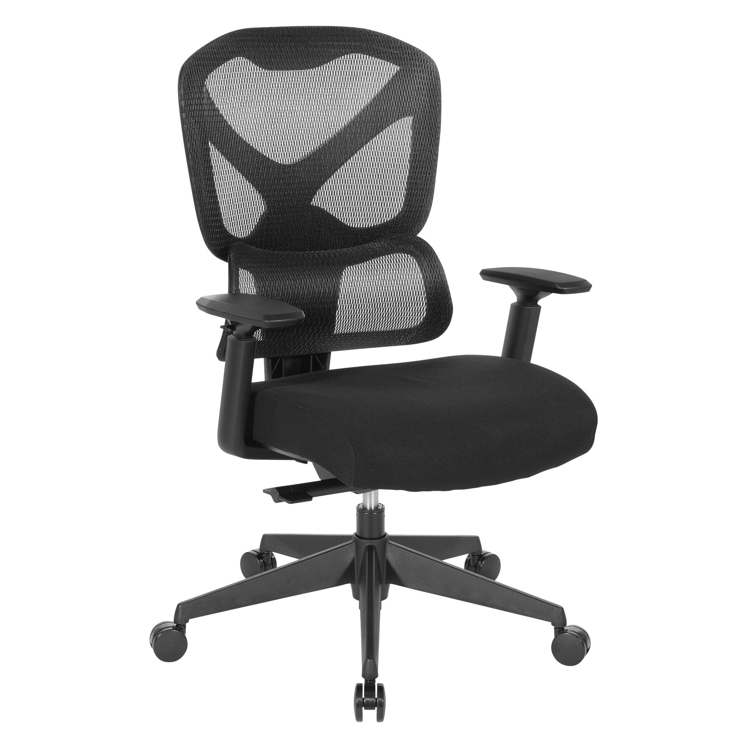 Angle. OSP Home Furnishings - High Back Mesh Back Manager’s Chair with Self-Adjusting Lumbar Support and Adjustable Arms - Black.