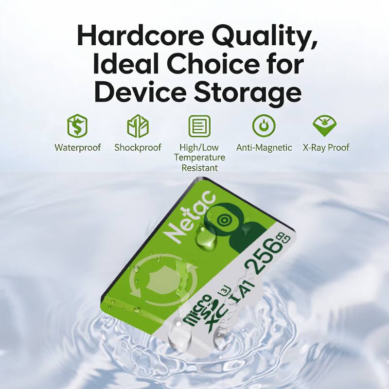Hardcore Quality, Ideal Choice for Device Storage  
Waterproof, Shockproof, High/Low Temperature Resistant, Anti-Magnetic, X-Ray Proof  
Netac GB 256 IA1 XC