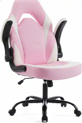 Front. AOITUN - Ergonomic Pink Gaming Desk Chair for Daily Comfort - Ideal for Dorm or Home Office - White.