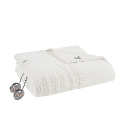 Front. Gracie Mills - Gracie Mills Jorah Solid Sherpa Electric Heated Blanket - Ivory.