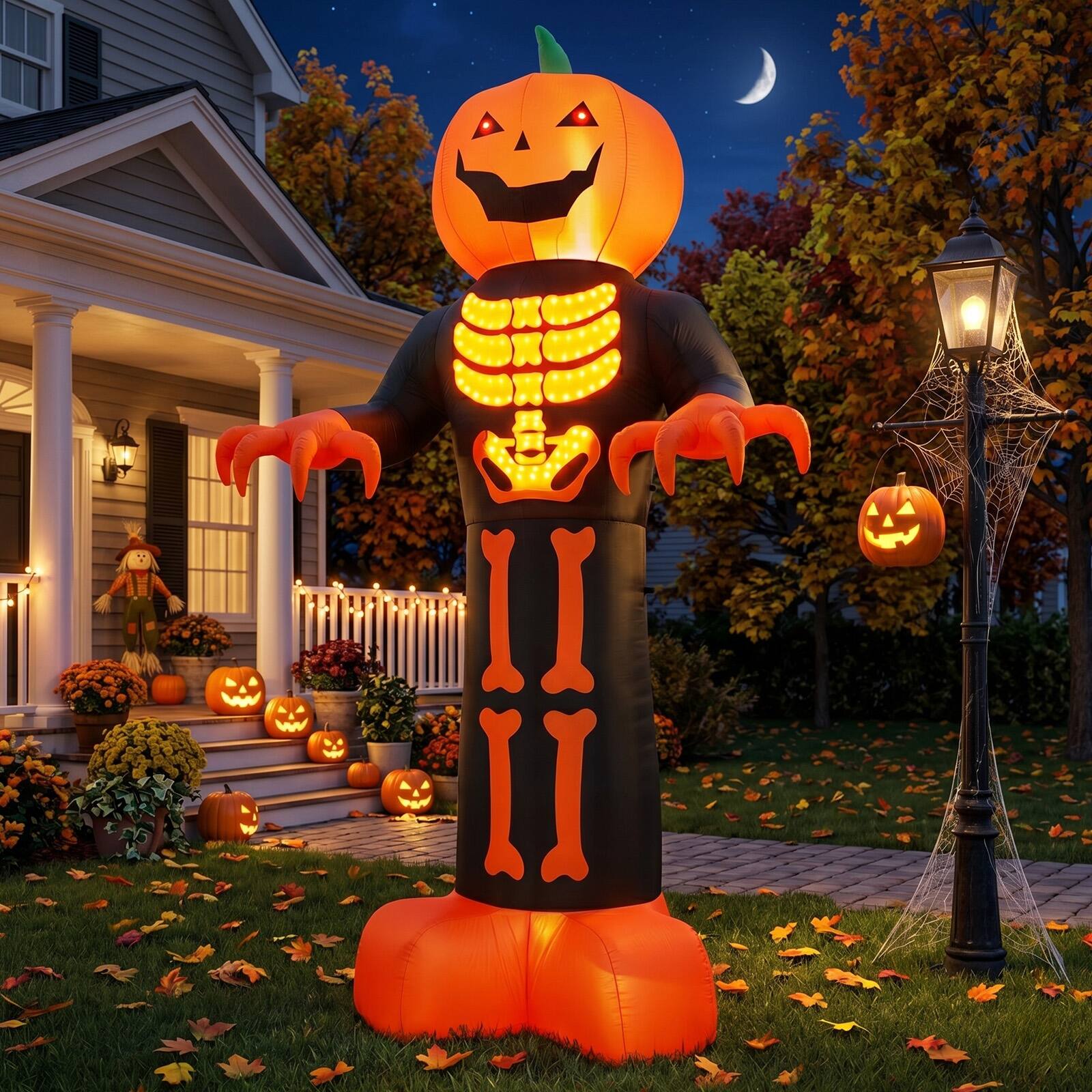 Alt View 8. Sunoyar - Spooky Classic Halloween Shape with Built-in Lighting System - Orange.