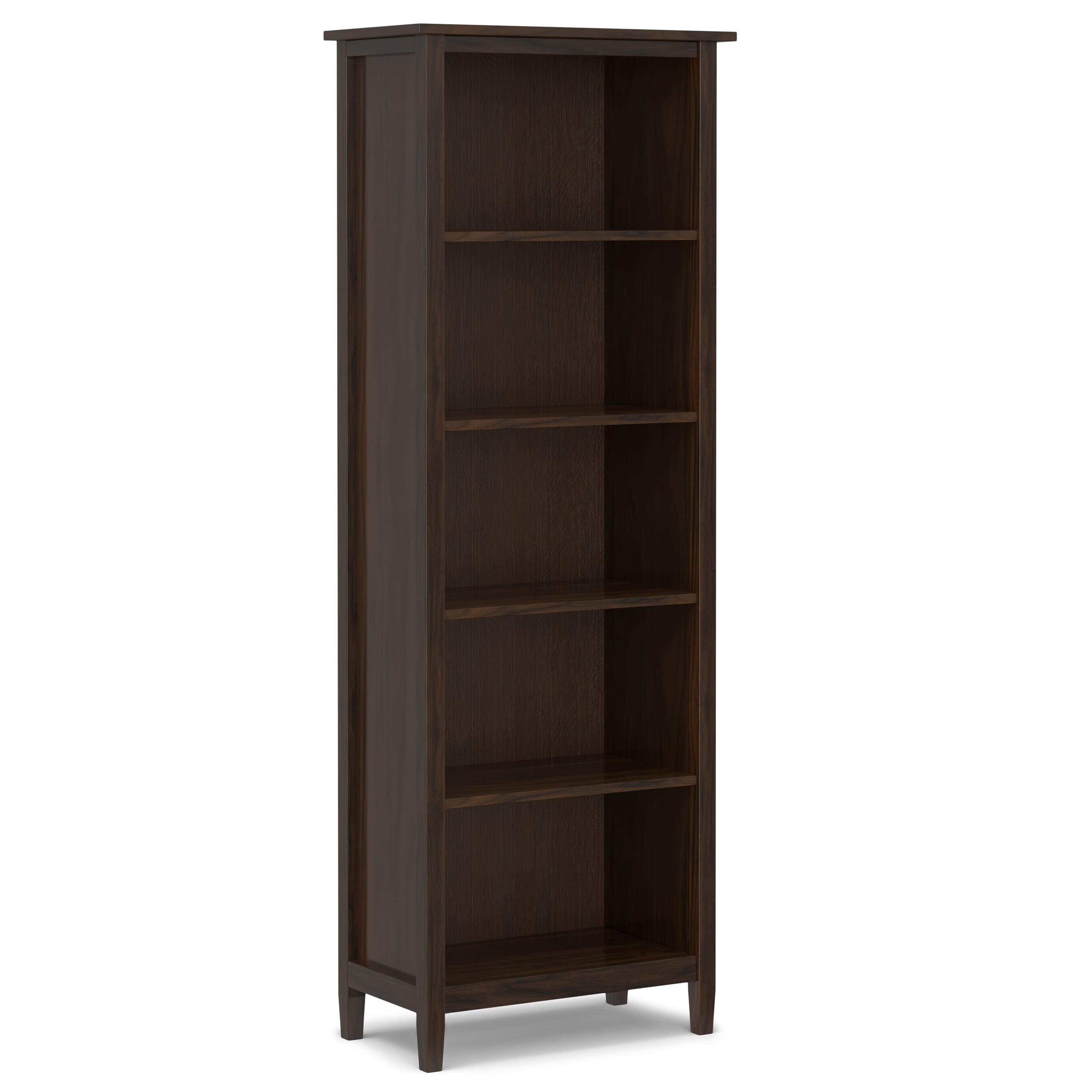 Simpli Home - Warm Shaker SOLID WOOD 72 inch x 26 inch Transitional 5 Shelf Bookcase - Tobacco Brown