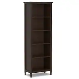 Simpli Home - Warm Shaker 72 inch Tall Solid Wood 5 Shelf Bookcase - Tobacco Brown