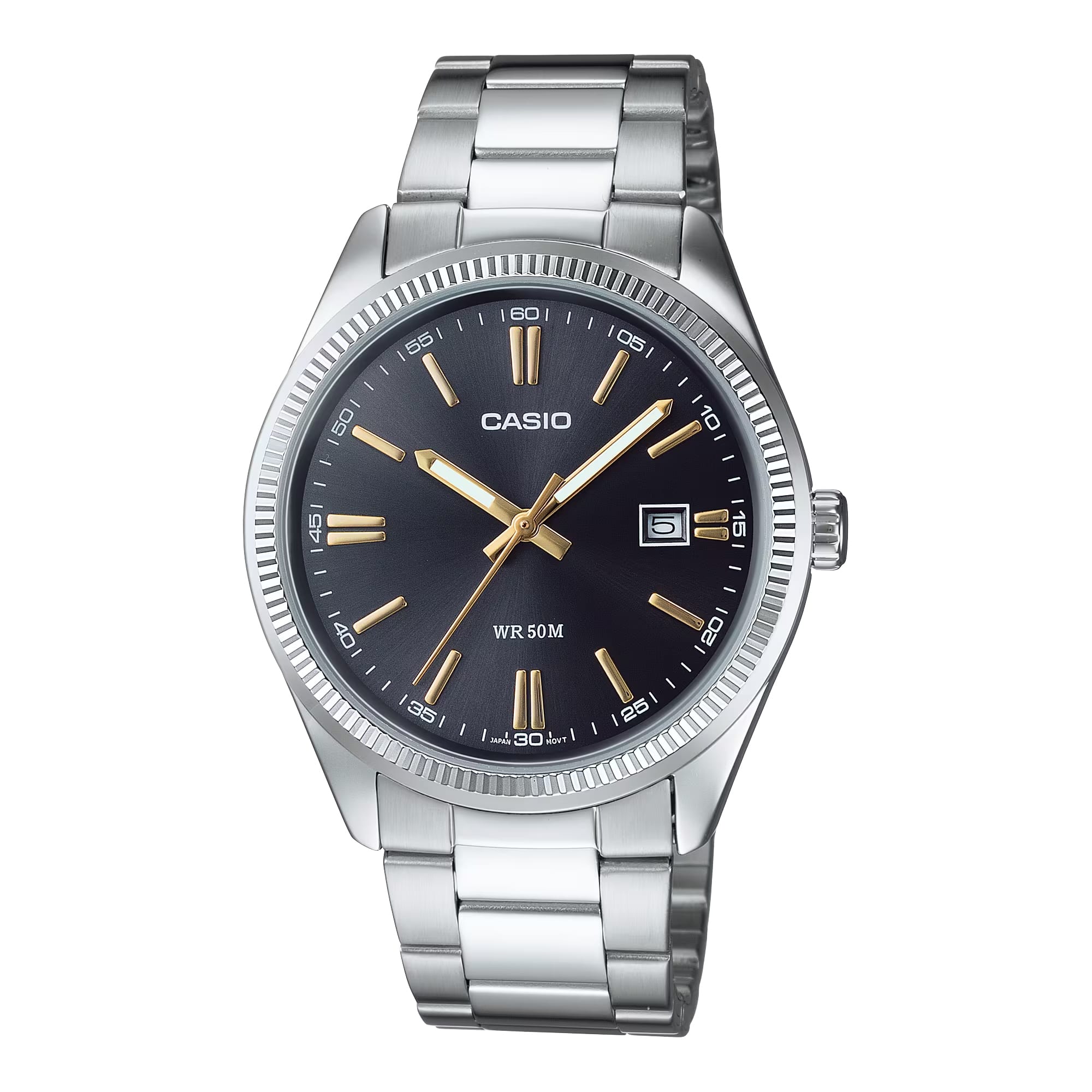 Casio - Men’s Black Dial Analog Watch with Stainless Steel Bracelet - MTP-1302D-1A2V - Silver price history on PriceWatchPro
