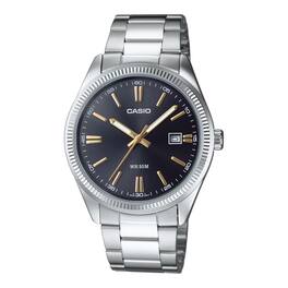 Casio - Men’s Black Dial Analog Watch with Stainless Steel Bracelet - MTP-1302D-1A2V - Silver