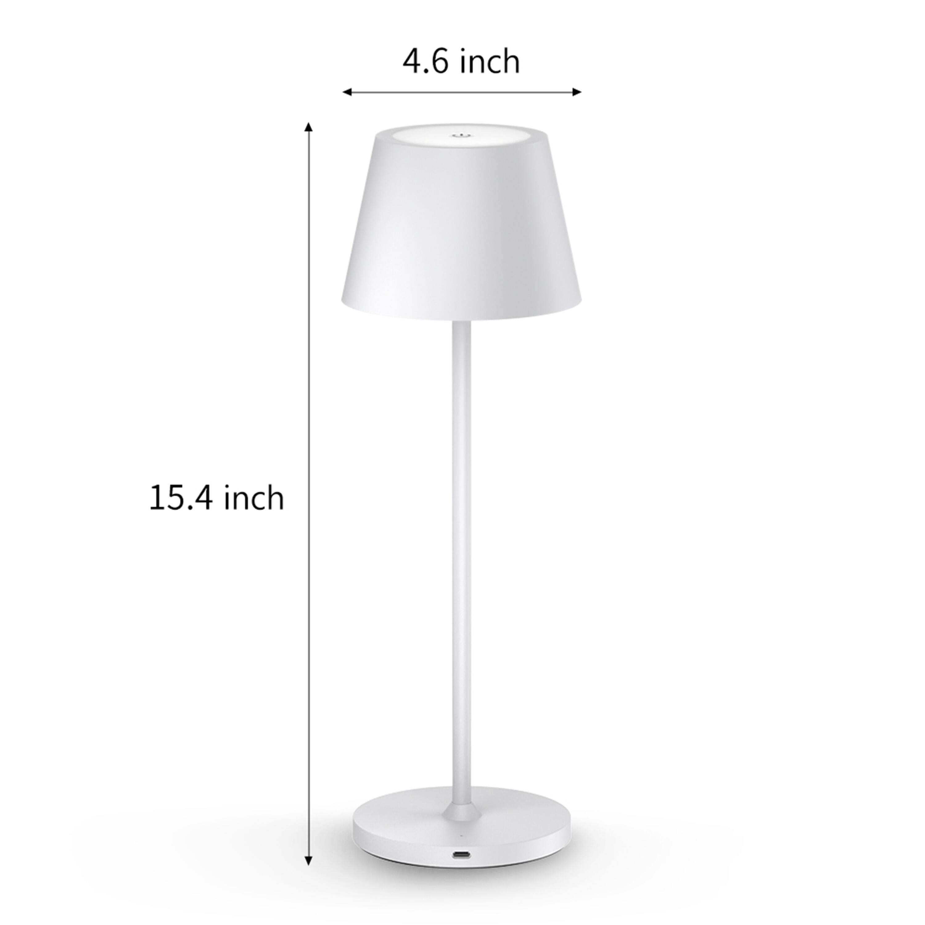 The image shows a lamp that is 4.6 inches tall and 15.4 inches tall.