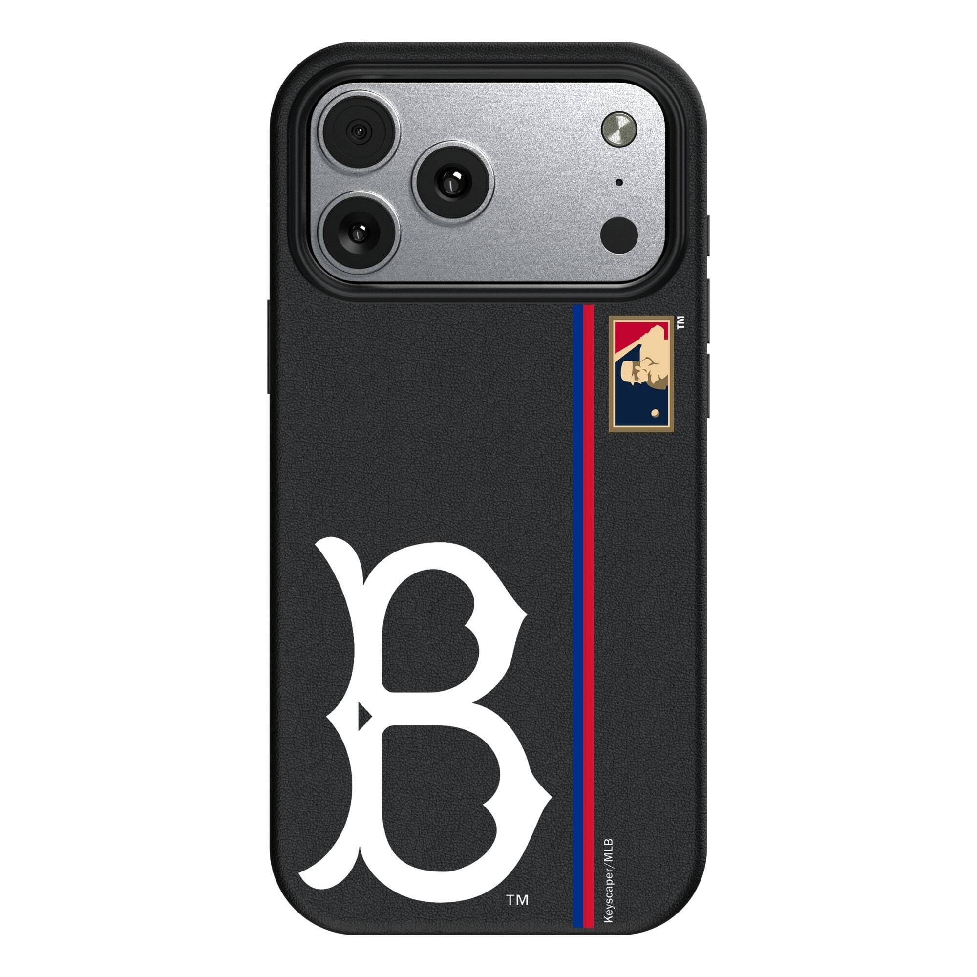 Front. Keyscaper - Brooklyn Dodgers Cooperstown Collection iPhone Magnetic Bump Case - 16 Pro Max - Black.
