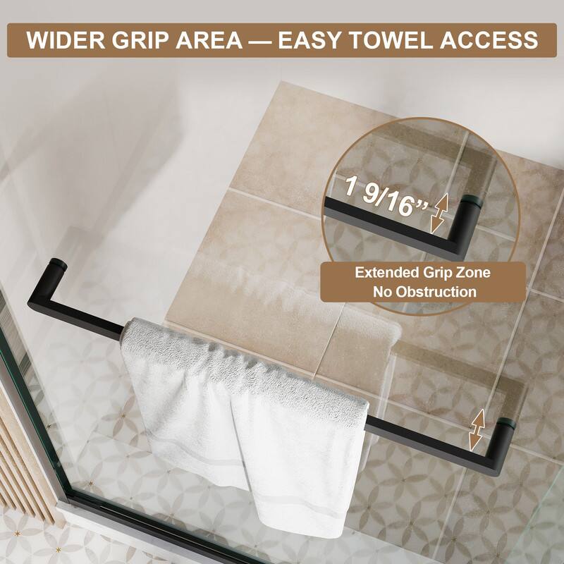 WIDER GRIP AREA — EASY TOWEL ACCESS  
1 9/16" Extended Grip Zone  
No Obstruction