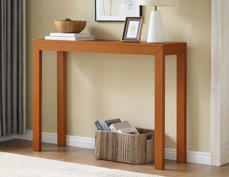 Kings Brand Furniture - Russel Long Console Table - Minimalist and Slim Entryway Table for Decorative Displays, Sofa Table - Honey ginger