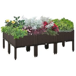 Outsunny - 6 Piece Raised Garden Bed with Legs, Planter Box Raised Bed to Grow Flowers, Herbs & Vegetables - Brown