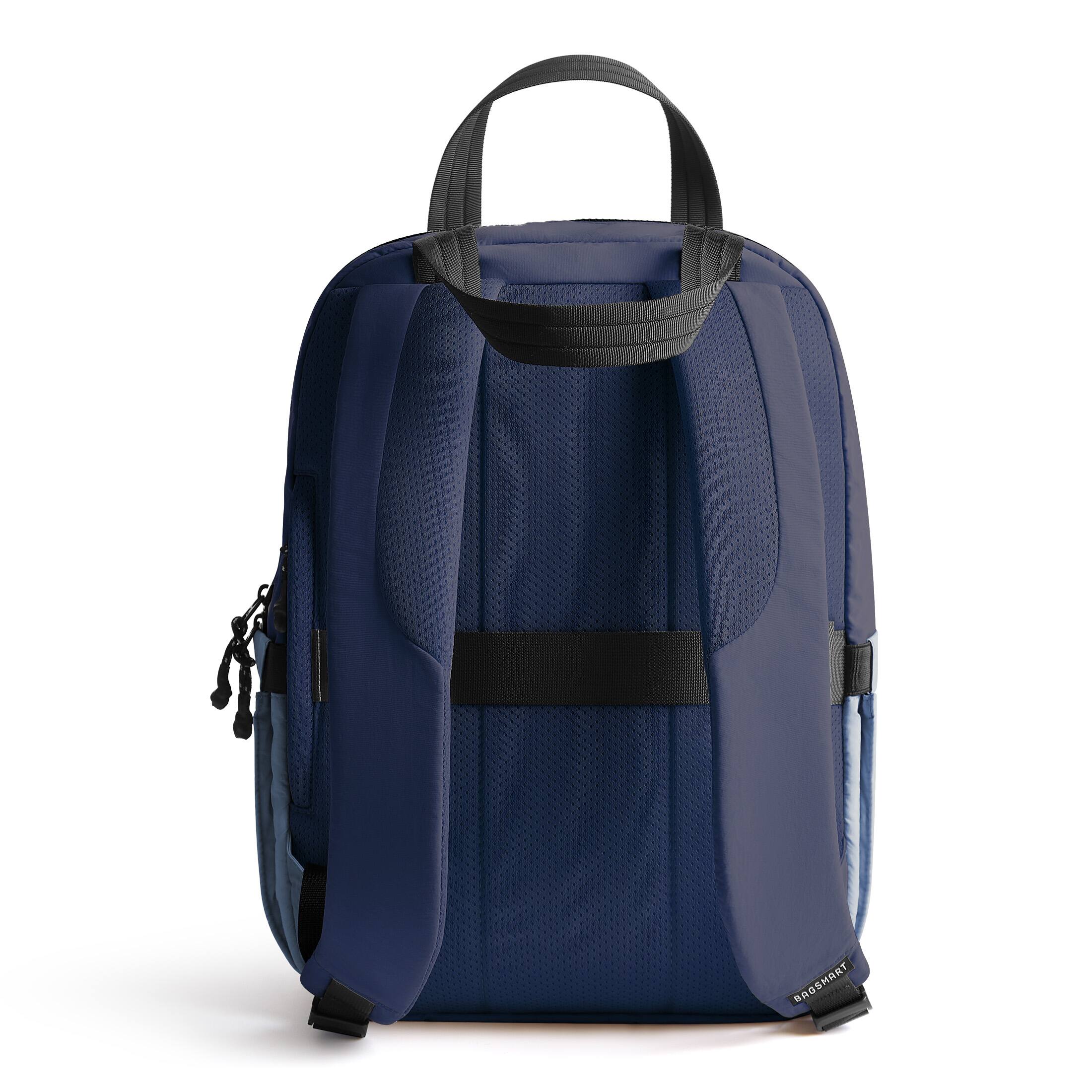 Left. Bagsmart - Paz 23L Quilted Travel Backpack Lightweight Water-Repellent Daypack for 15.6 Inch Laptop Work School Underseat - Dark Blue.