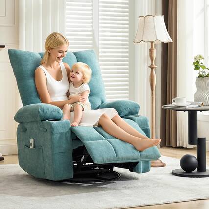 Front. Acekool - SwivOversized Ergonomic Lounge Single Sofa - Blue.