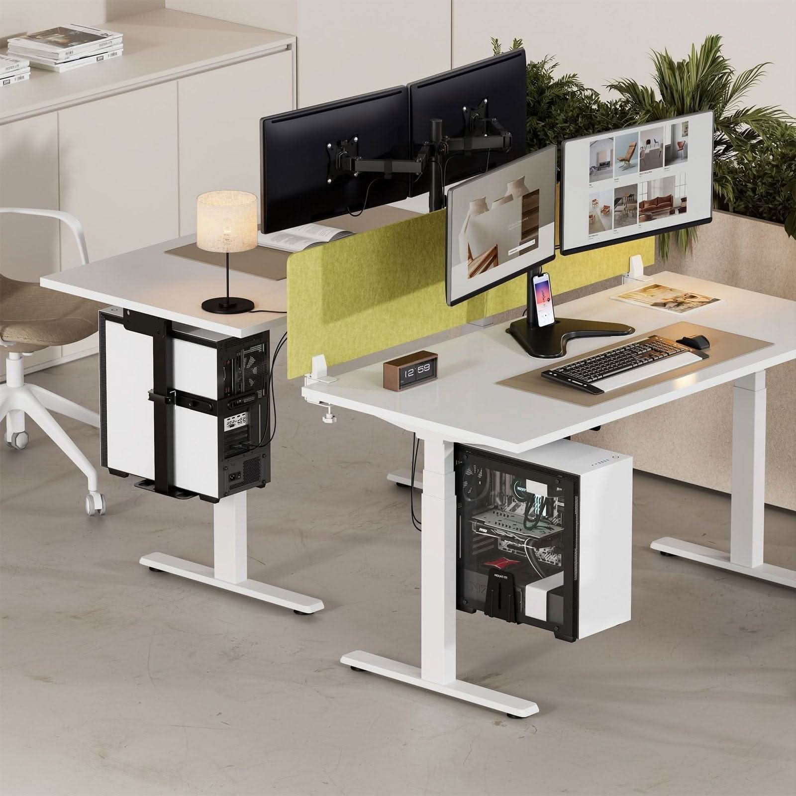 Angle. Mount-It! - Heavy-Duty Rotating CPU Mount for Under Desk or Wall with 360° Swivel and Adjustable Fit - Black.