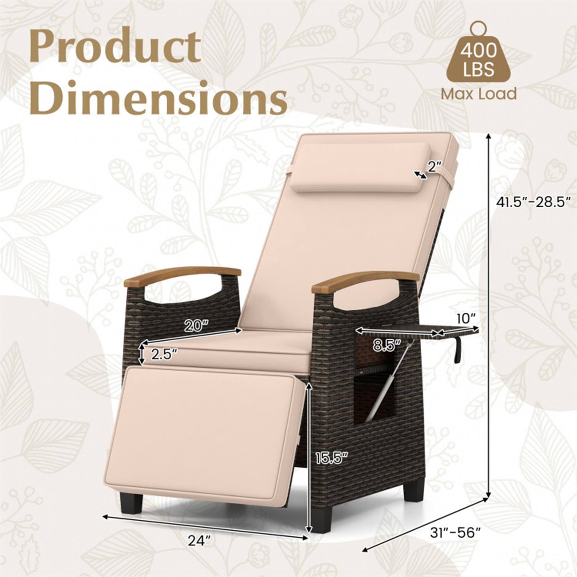 Product Dimensions  
400 LBS Max Load  
2"  
41.5"-28.5"  
20"  
2.5"  
8.5"  
10"  
15.5"  
24"  
31"-56"