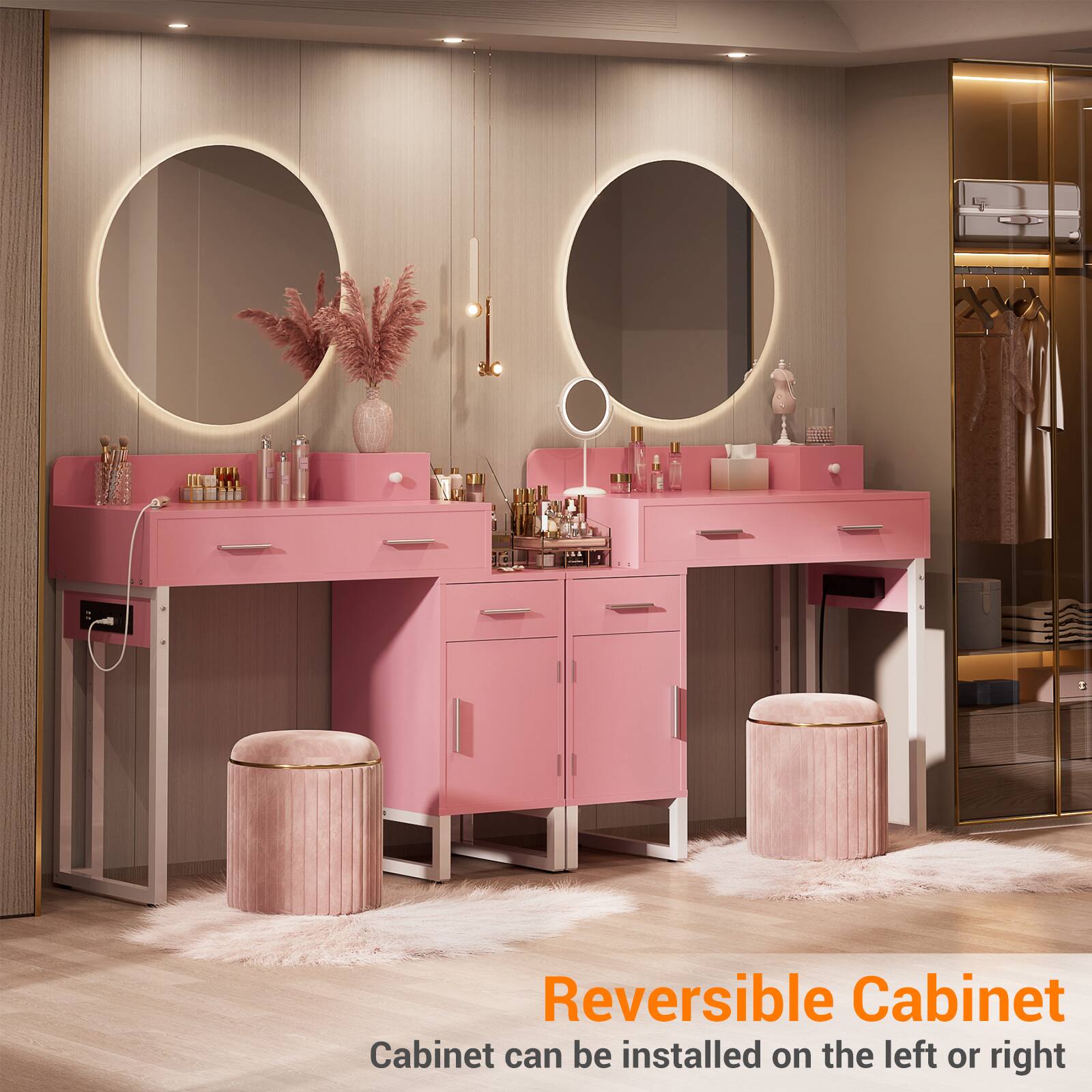 Reversible Cabinet  
Cabinet can be installed on the left or right