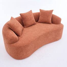 Boyel Living - Curved Loveseat Sofa 30D Compression Foam Chenille Upholstery No Assembly Compact Small Space Sofa Coral Pink 65 Inch - Coral