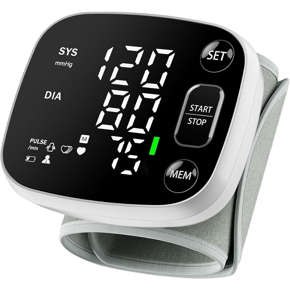RTMB - Rechargeable Wrist Blood Pressure Monitor with LED Display & Voice - White