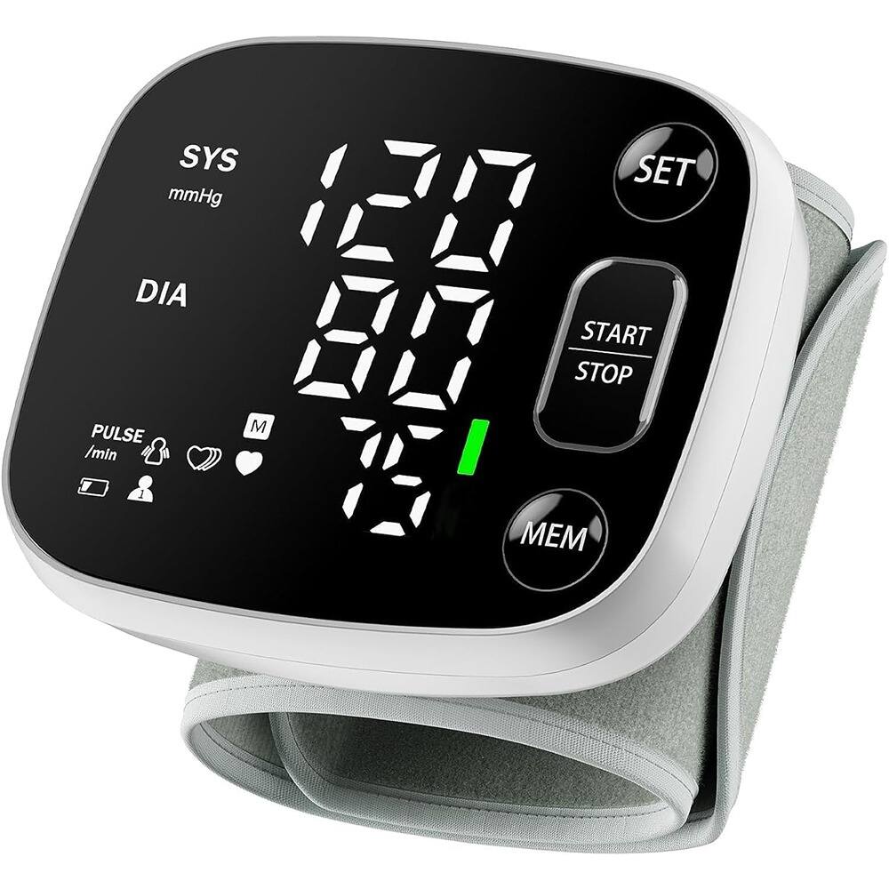RTMB - Rechargeable Wrist Blood Pressure Monitor with LED Display & Voice - White