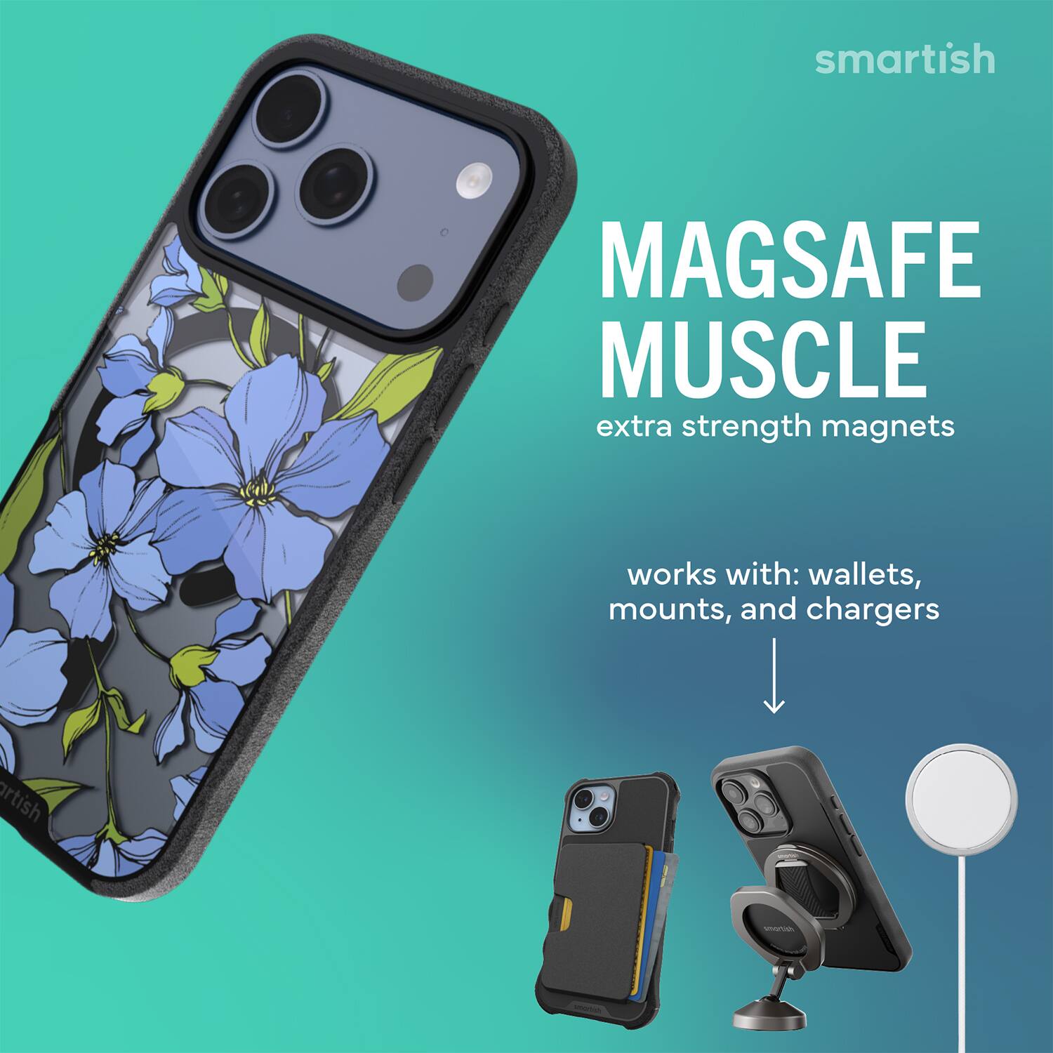 smartish MAGSAFE MUSCLE extra strength magnets works with: wallets, mounts, and chargers