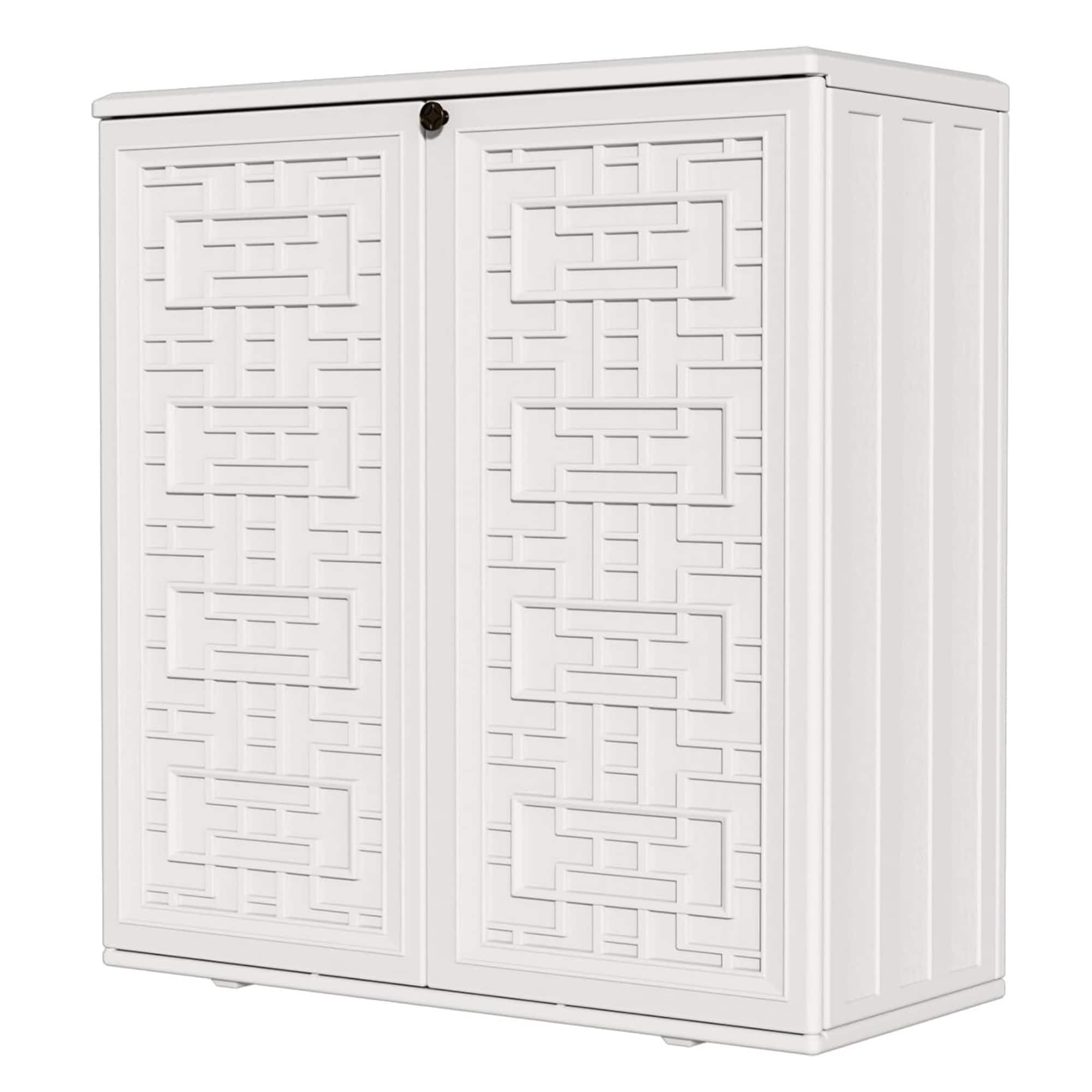 Front. Yardgrace - 37 Inch Outdoor Storage Shed Weather Resistance, Horizontal Outdoor Storage Box Cabinet for Garden, Patios, Backyards - White.