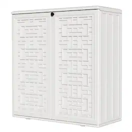 Yardgrace - 37" Horizontal Outdoor Storage Cabinet – Weather-Resistant Shed Box with 1 Shelf, for Garden, Patio & Backyard - White