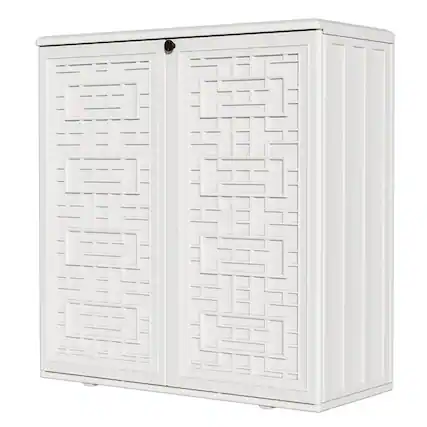 Front. Yardgrace - 37 Inch Outdoor Storage Shed Weather Resistance, Horizontal Outdoor Storage Box Cabinet for Garden, Patios, Backyards - White.