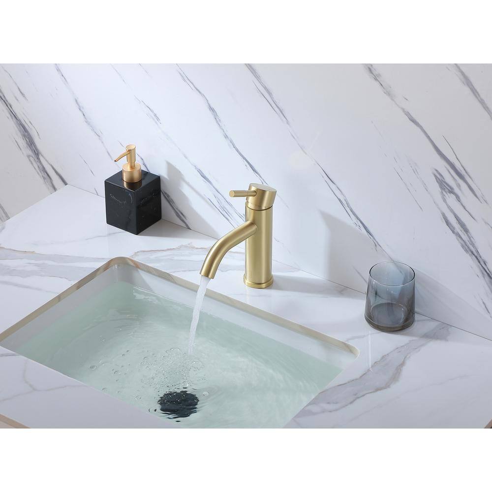 Alt View 7. Elegant Kitchen and Bath - Victor Single Hole Single Handle Bathroom Faucet in Brushed Gold - Brushed Gold.