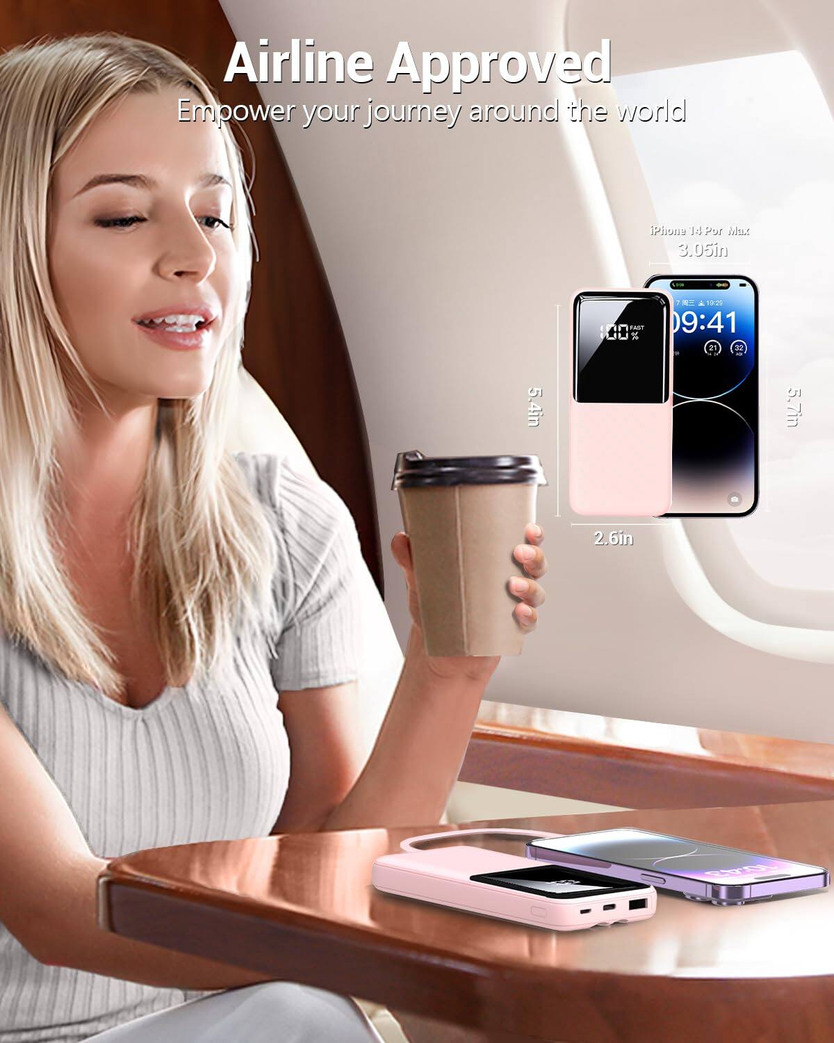 Airline Approved  
Empower your journey around the world  

iPhone 14 Pro Max  
3.05in  

5.4in  
5.7in  
2.6in