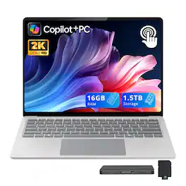 Microsoft - Surface 13.8" 2K Touch Copilot+ PC,Snapdragon X Elite,16GB RAM,512GB SSD+1TB Dock Set,Backlit,Win 11 - Platinum