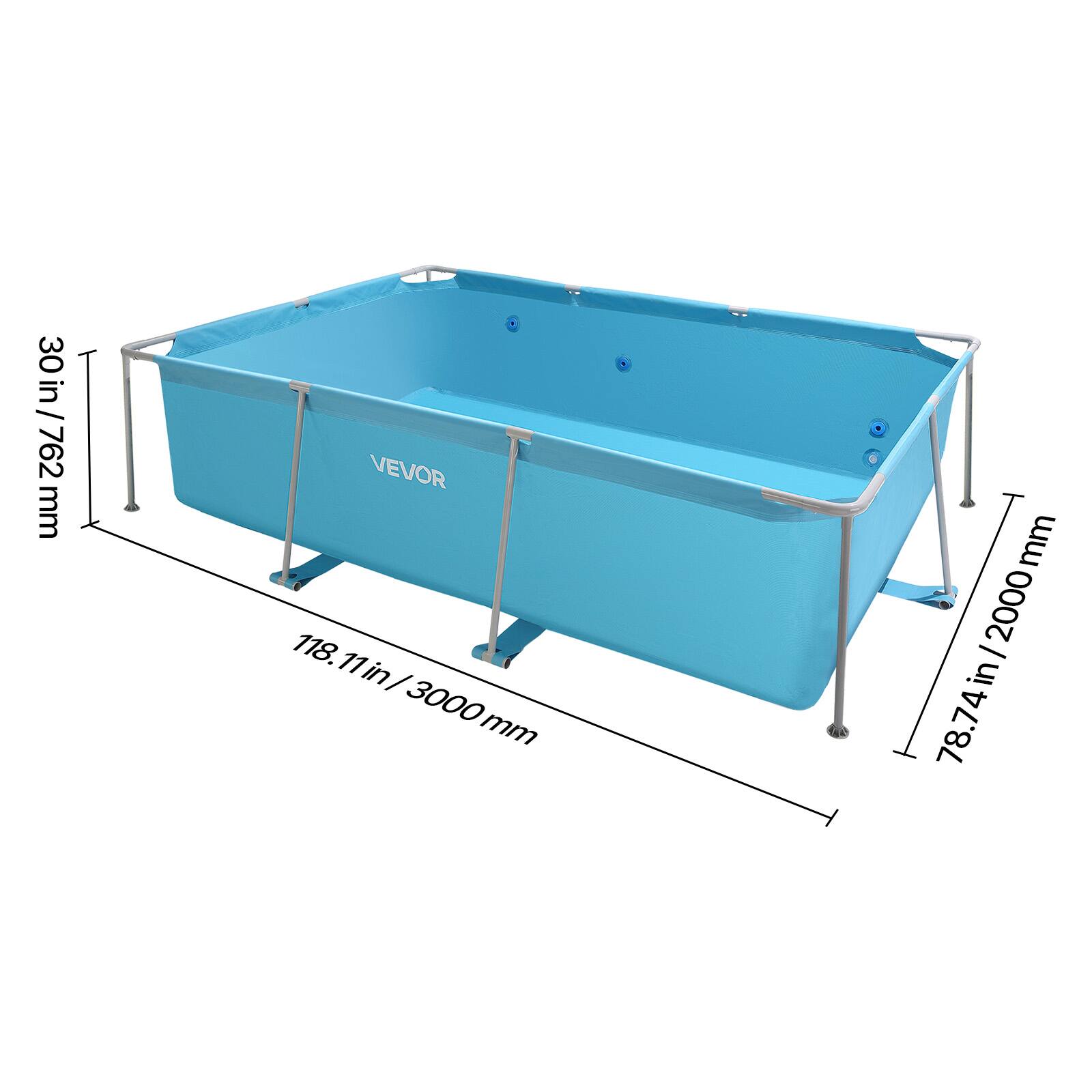 30 in / 762 mm  
118.11 in / 3000 mm  
78.74 in / 2000 mm