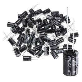 Unique Bargains - 220uF 50V 8x12mm Electrolytic Capacitor, 105C High Temp Radial Leads, for TVs/LCDs/VCD, 60pcs - Black
