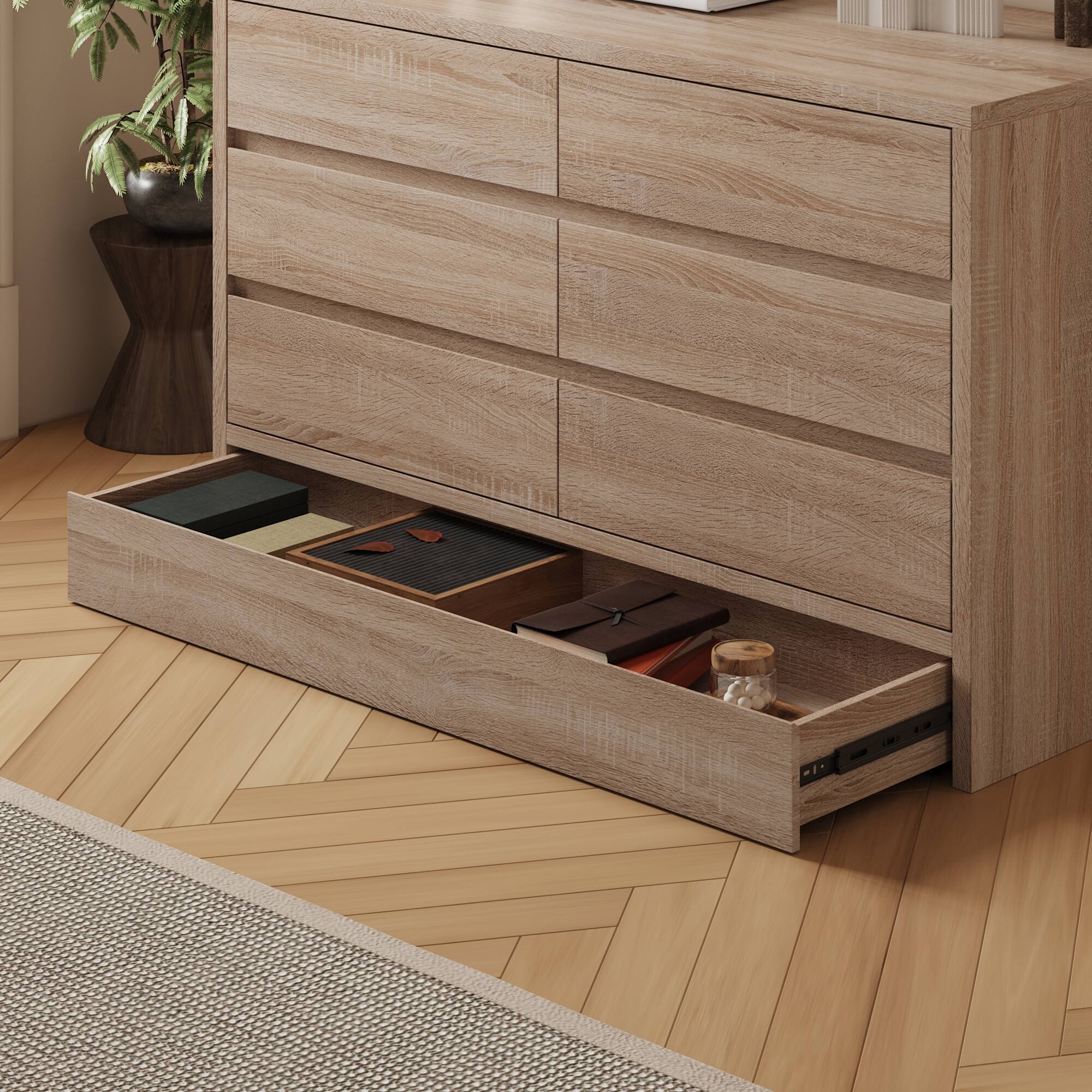 Alt View 7. Famapy - Famapy Wood - Grain Dresser with Hidden Drawers: Multi - Scene Storage Solution - Wooden.