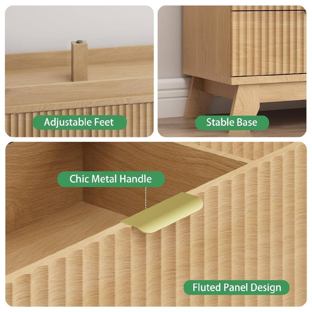 Adjustable Feet  
Stable Base  
Chic Metal Handle  
Fluted Panel Design