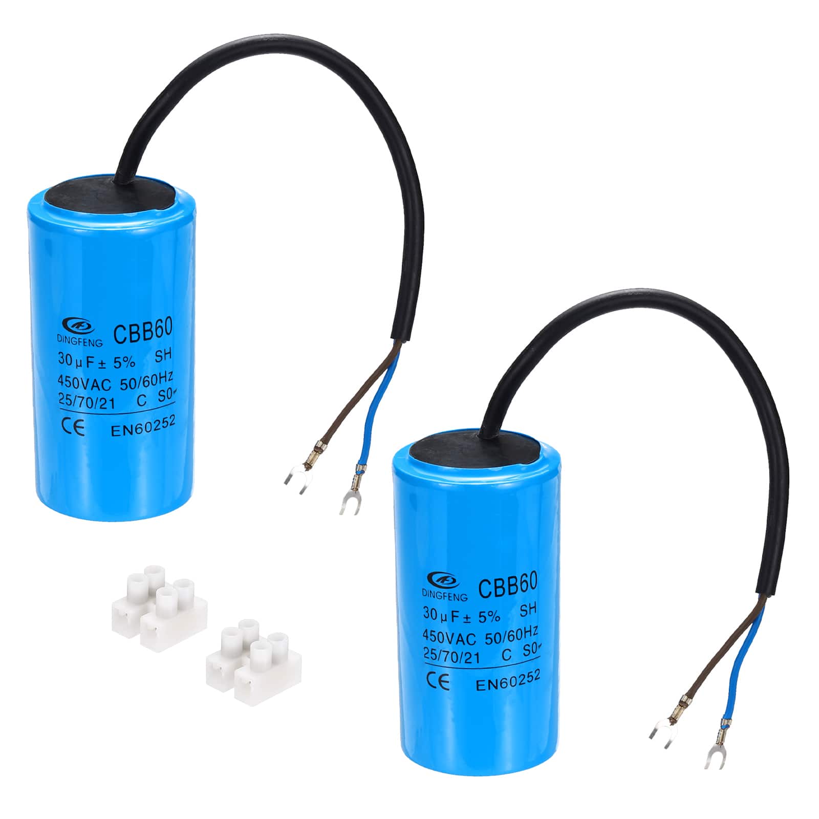 Unique Bargains - 2pcs 30uF CBB60 Running Capacitor, AC 450V 2 Wires 50/60Hz Cylinder 94x50mm for Air Compressor, Washing Machines - Blue price history on PriceWatchPro