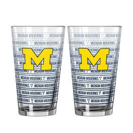 Logo Brands - Michigan Wolverines Two-Pack Chant Fade 16oz. Pint Glass Set - Multicolor