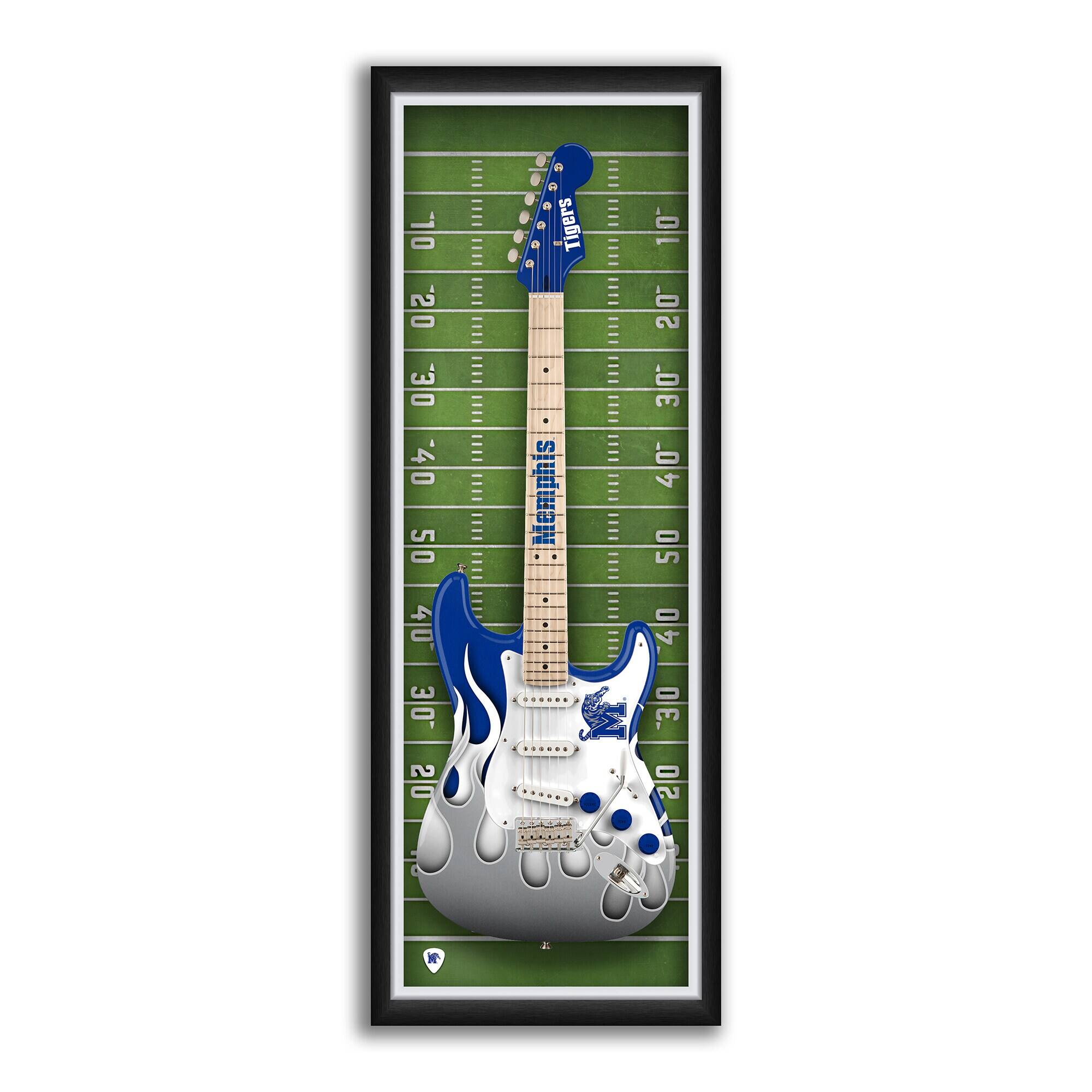 Memphis Tigers 14" x 37" Electric Guitar Framed Art Print