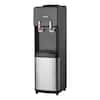 Front. VEVOR - Top Loading Water Cooler Dispenser, Hot and Cold Water Dispenser for 3 or 5 Gallons Bottles,Child Security Lock - Black.