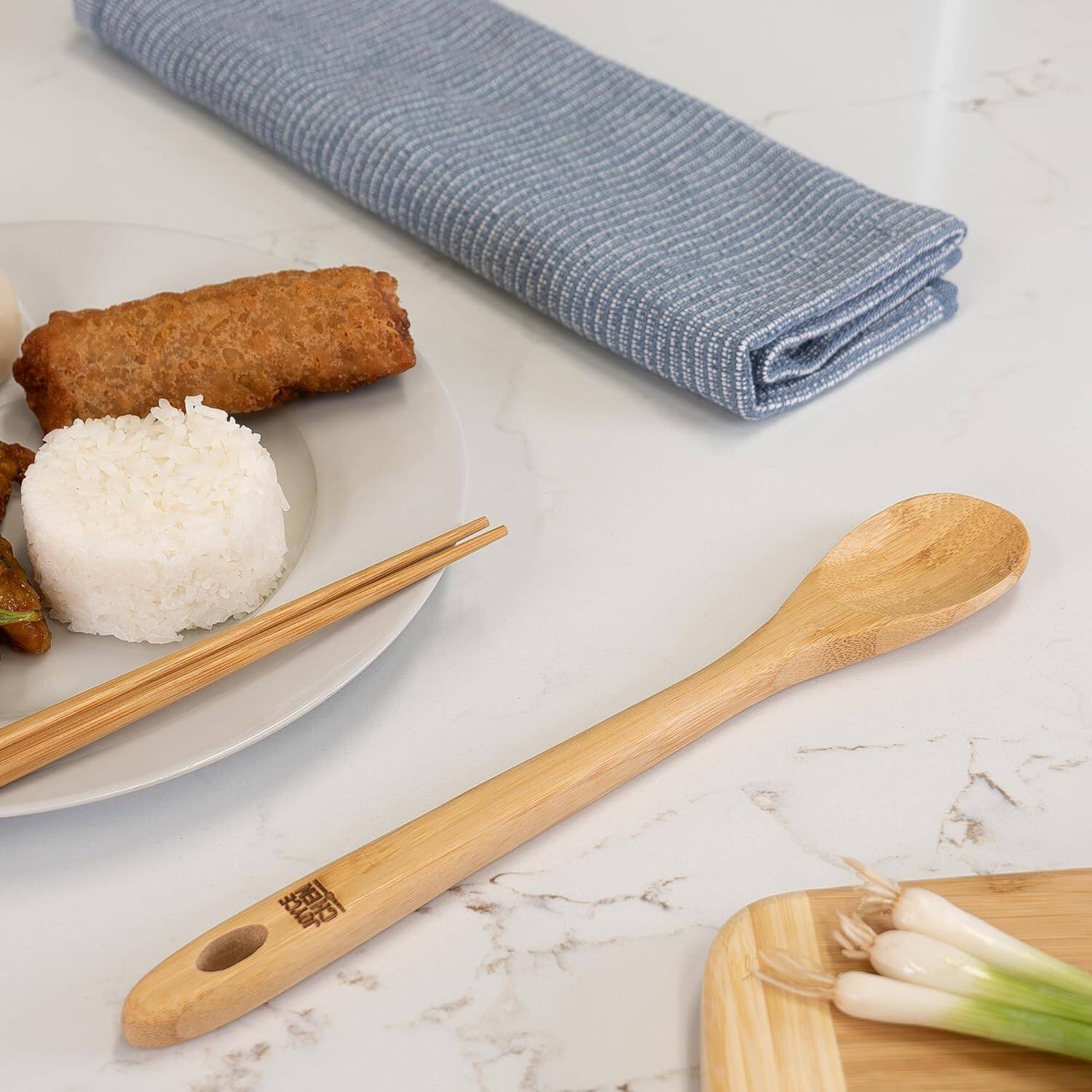 Alt View 5. Escali - Joyce Chen Burnished Bamboo Mixing Spoon, 12-Inch - Natural.