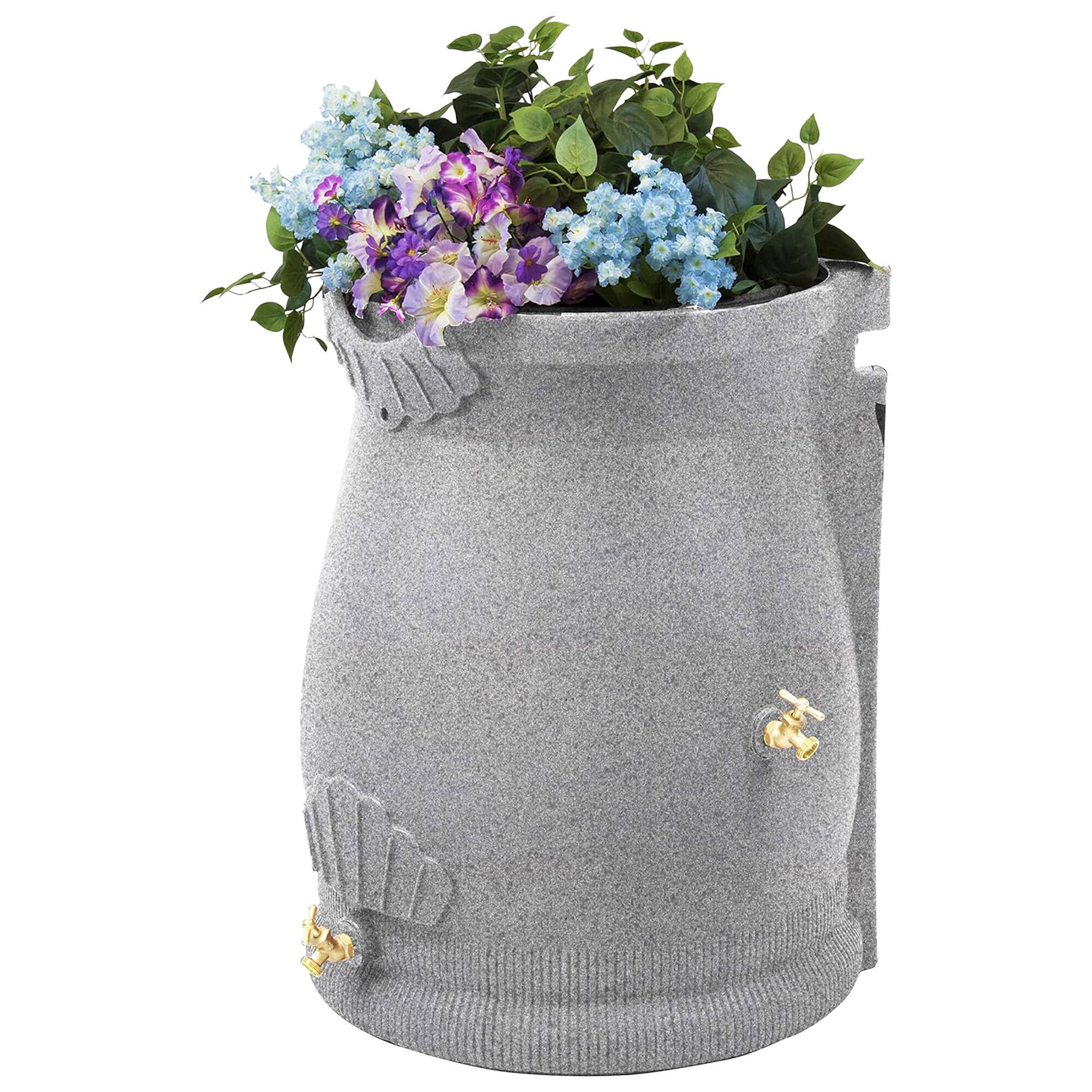 Front. Good Ideas - Good Ideas RWURN50-LIG 50 Gallon Rain Saver Wizard Barrel Urn, Light Granite - Granite.